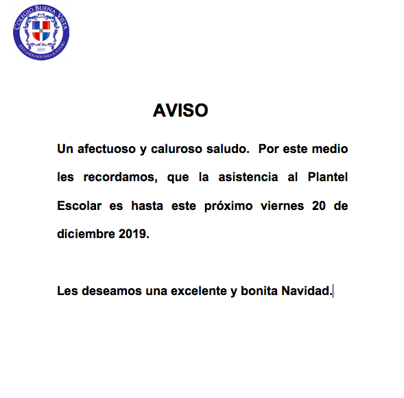 Ultimo Día de Clases Diciembre 2019 y Regreso 2020